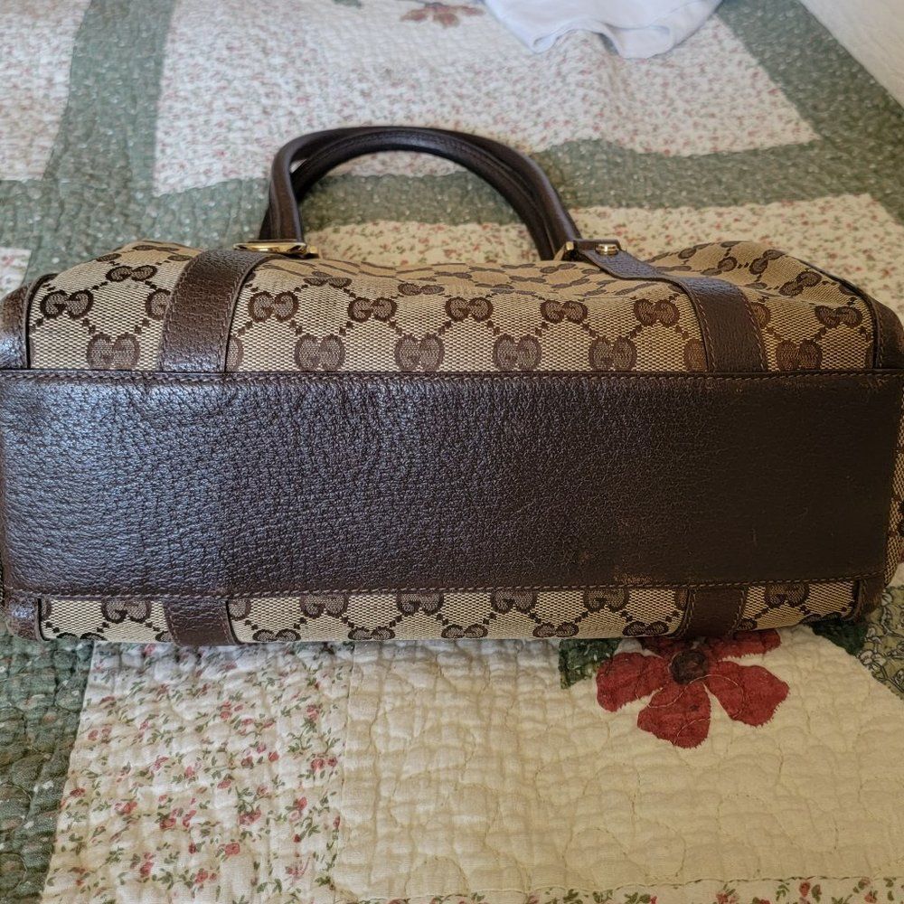 Gucci Abbey Boston Bag- Beige/Brown Canvas- Monogrammed Canvas-Medium Size - Picture 2 of 7